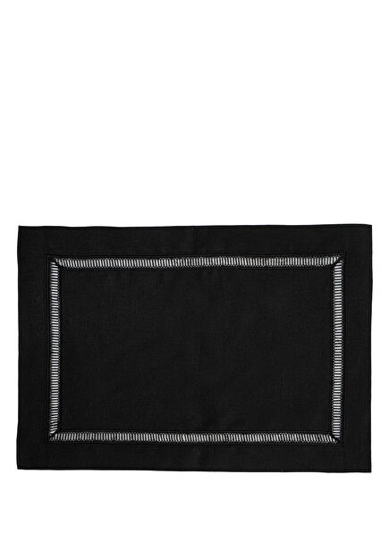 Midnight Siyah Keten 4'lü Amerikan Servis Seti 35 x 50 cm 