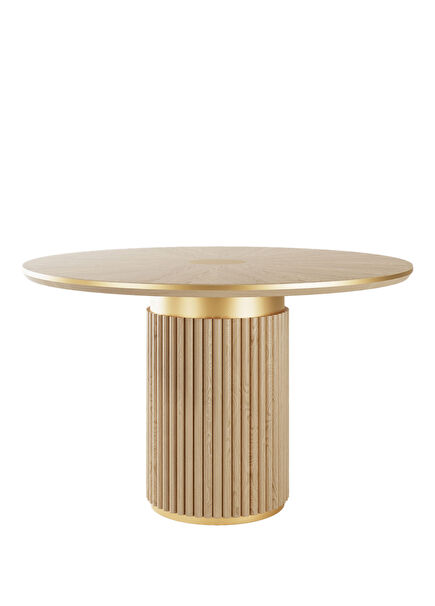 Lineare Meşe Ahşap Yuvarlak Yemek Masası 76 x 120 cm