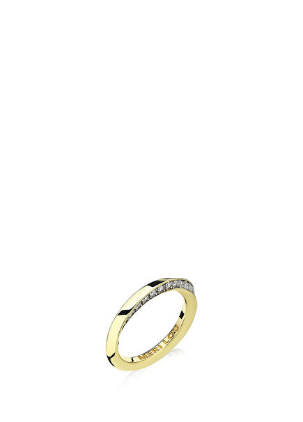 Women 14K Gold Ring with Twisted Diamonds