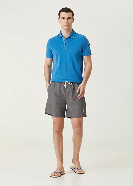 Koyu Gri Beli Kordonlu Mayo