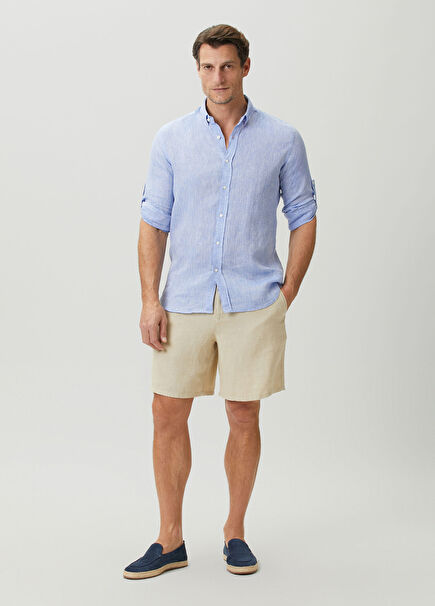 Beige Linen Bermuda