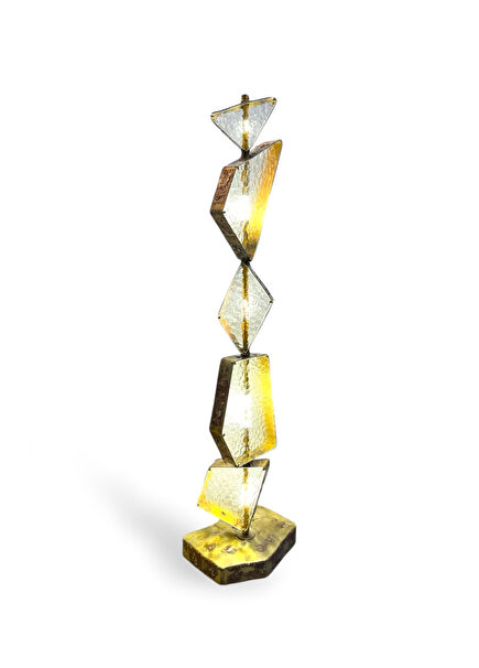 Diagonal Floor Gold Color Glass Floor Lamp