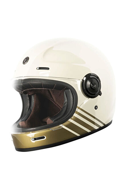 T-1 Newport Breakers Krem Unisex Kapalı Motosiklet Kaskı