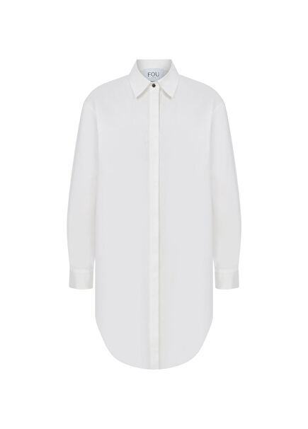 Emma Beyaz Uzun Kollu Kadın Gömlek Elbise