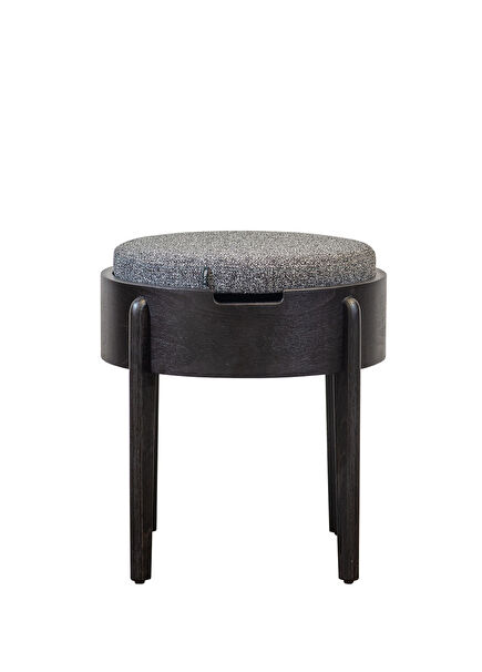Eti Black Wooden Pouf