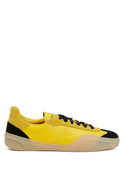 Bars Black Yellow Women's Leather Sneakers