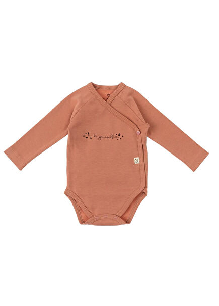 Pembe Organik Pamuk Kruvaze Uzun Kollu Unisex Bebek Zıbın 