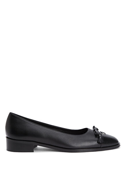 Black Masquerade Leather Ballet Flats