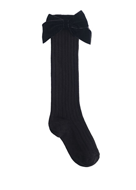 Lille Trove Knee-High Knee Girls' Socks with Black Ribbon