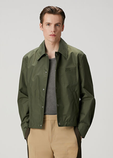 Green Logo Embroidered Jacket
