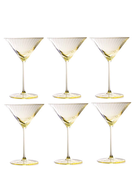 Limon Sarısı 6'lı Kristal Martini Bardağı