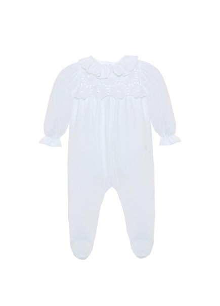 Patachou Newborn Collar Detailed White Jumpsuit