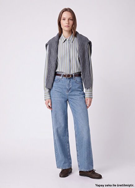 Blue Stone Embroidered Jeans