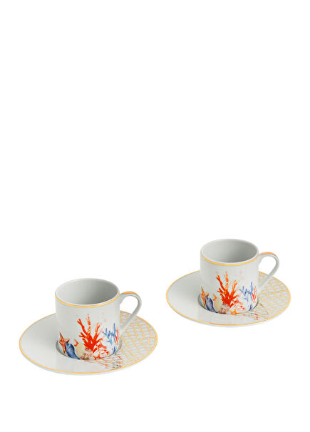 Coral Collection 2-piece Porcelain Coffee Cup Set