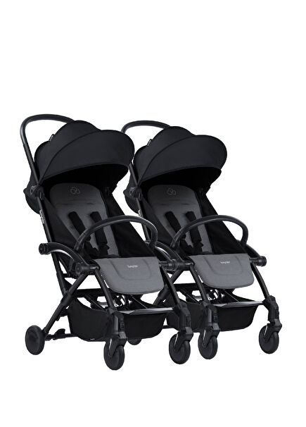 Connect Black Grey Melange İkiz Bebek Arabası