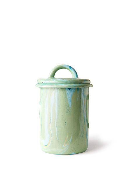 New Marble Mint Ebru Emaye Kavanoz