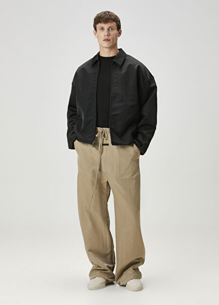 Beige Waist Corded Trousers