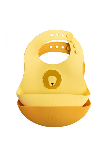 Mr. Lion Sarı Silikon 2'li Mama Önlüğü