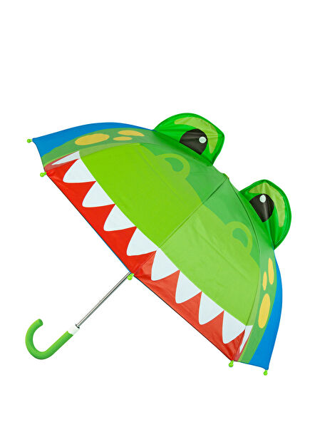 Dinozor Desenli Yeşil 3 Boyutlu Şemsiye