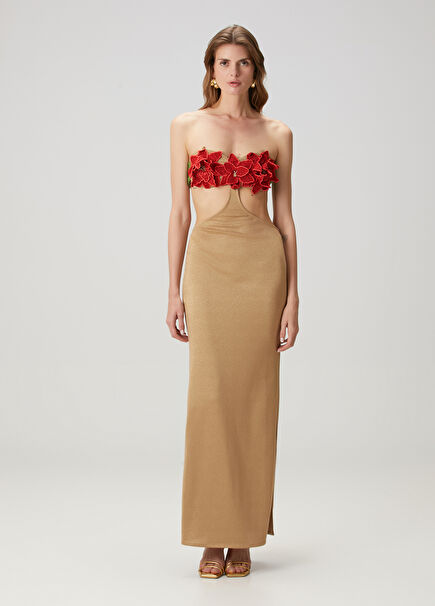 Matilda Red Beige Maxi Dress