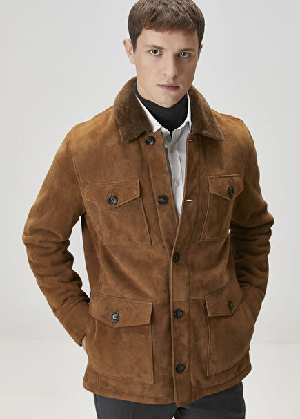 Açık Kahverengi Shearling Kaban