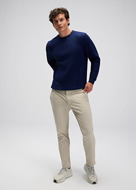 Lacivert Uzun Kollu Erkek Sweatshirt EM623-NV