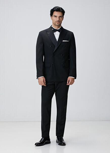 Black Wool Blend Tuxedo Suit