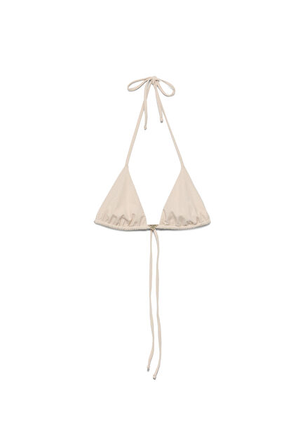 Pudra Süslemeli Jarse Üçgen Kadın Bikini Üstü