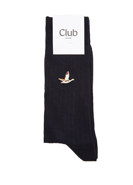 Navy Logo Men's Derby Socks