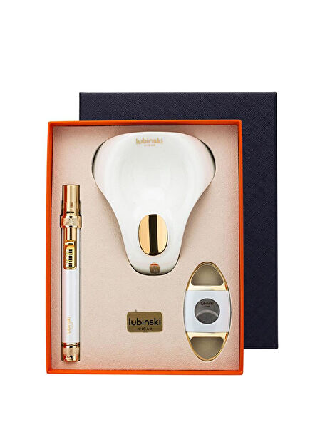 Yeni Stil Beyaz Gold Metal Üçlü Puro Seti