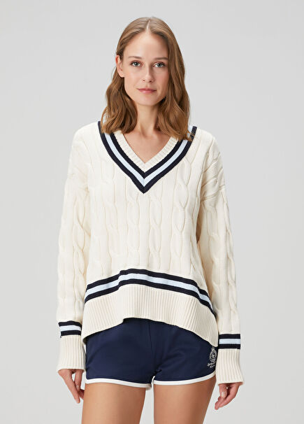 Ecru Cable Knit Sweater