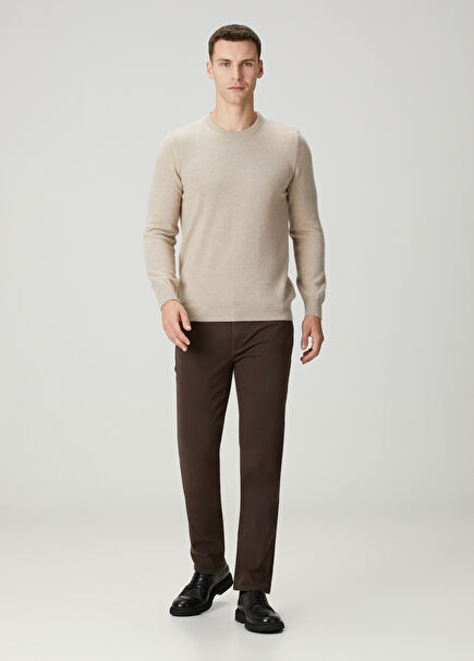 L'Homme Slim Twill Kahverengi Jean Pantolon