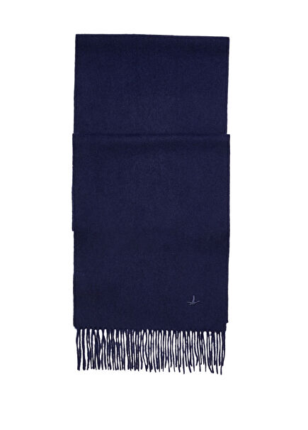 Navy Tasseled Men's Cashmere Scarf
