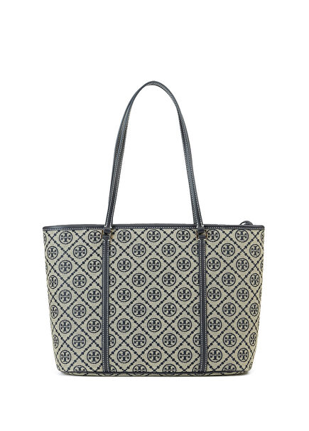Tmonogram Small Navy Blue Grey Shopping Bag