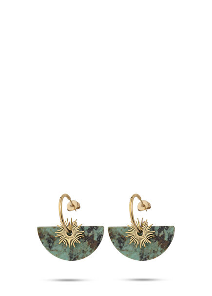 Jiji Gold Gold Plated Steel Women Earrings with Green Natural Stone
