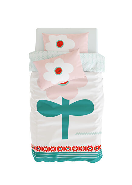 Big Flowers Pamuk Saten Kız Çocuk Nevresim Takımı 140 x 200 cm 
