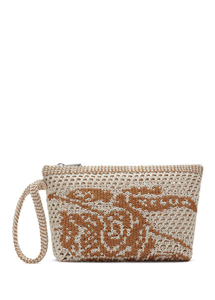 Crochet Pouch Krem Rengi Kadın El Çantası