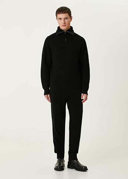 Black Wool Knit Trousers