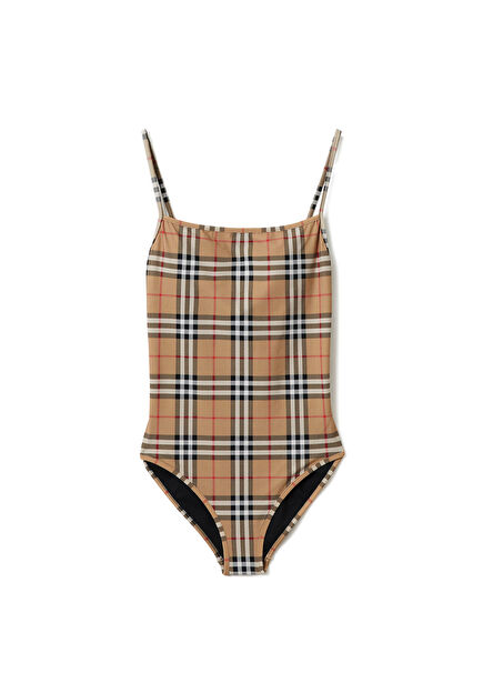 Check Beige Women's Swimwear