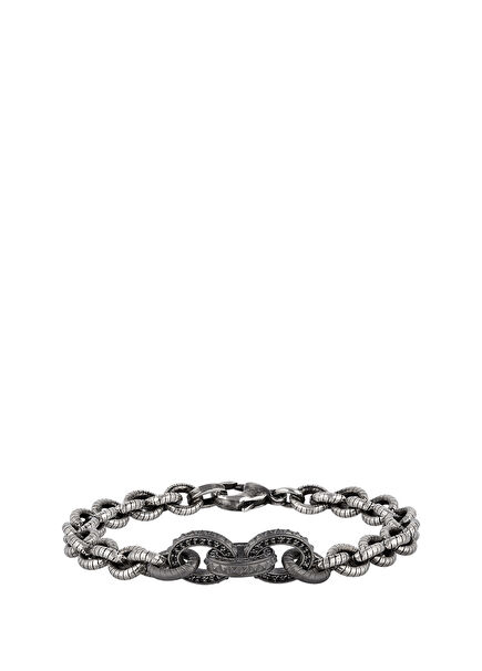 Legend Black Diamond Chain 925 Sterling Silver Men's Bracelet