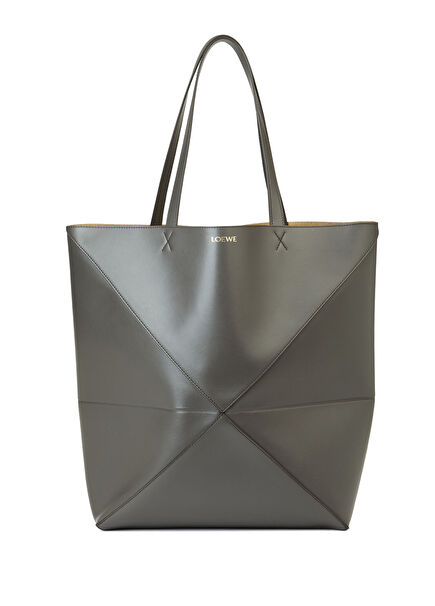 XL Puzzle Fold Tote Grey Men's Leather Bag