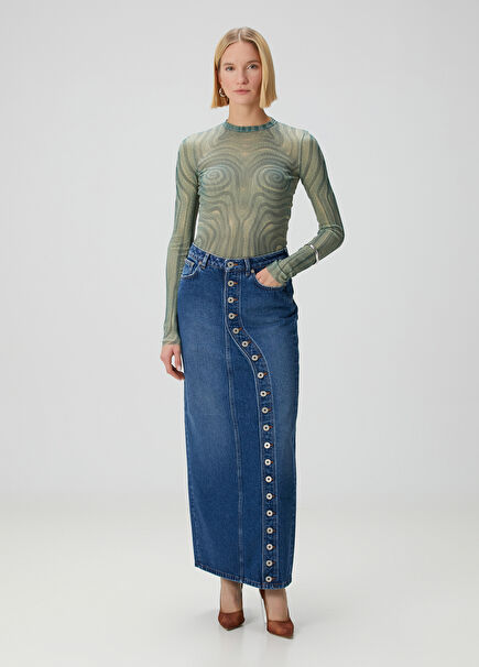 Blue Maxi Denim Skirt