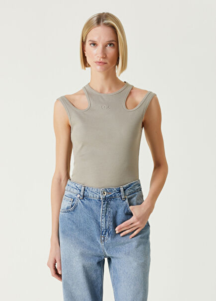 Hailey Beige Cut Out Blouse