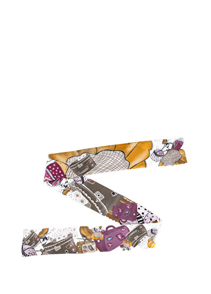 Twill French Vintage Suitcases Silk Scarf