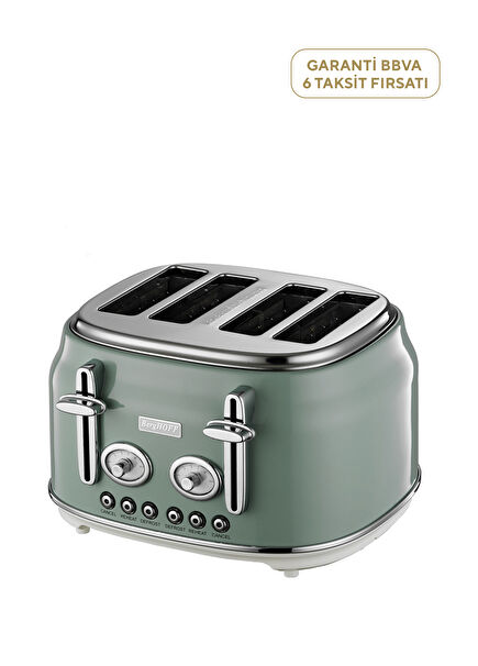 Gem Retro Mint Yeşil Dört Dilim Ekmek Kızartma Makinesi
