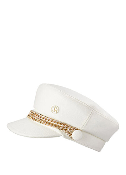 White Chain Detailed Women's Wool Hat