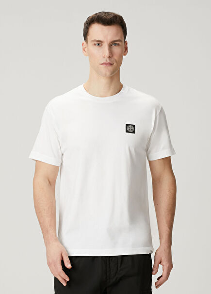 White Logo Detailed T-Shirt