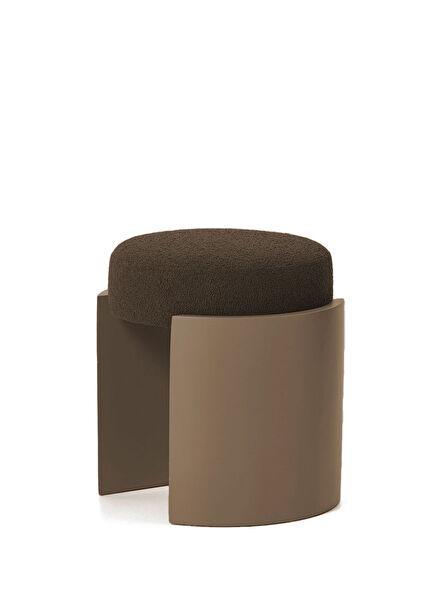 Moon Brown and Beige Wooden Ottoman
