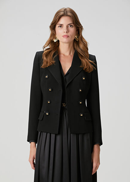 Black Double-Breasted Wool Jacket