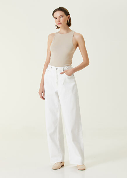 Low Slung Baggy White Jeans